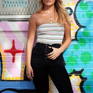 American Eagle rainbow stripe tube top